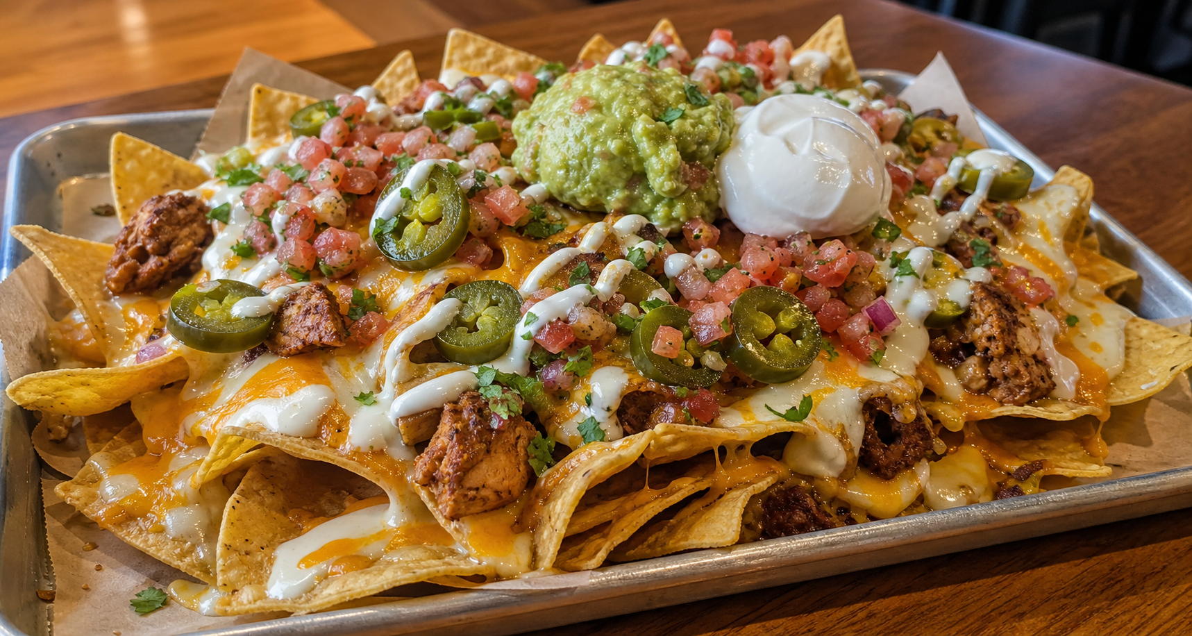 Loaded nachos with toppings